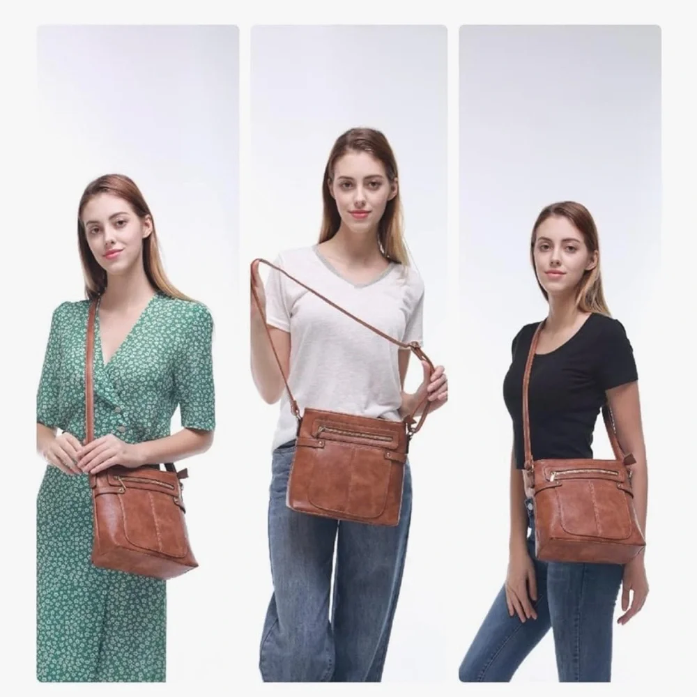 NWT Brown Leather Crossbody Bag - Picture 8 of 14